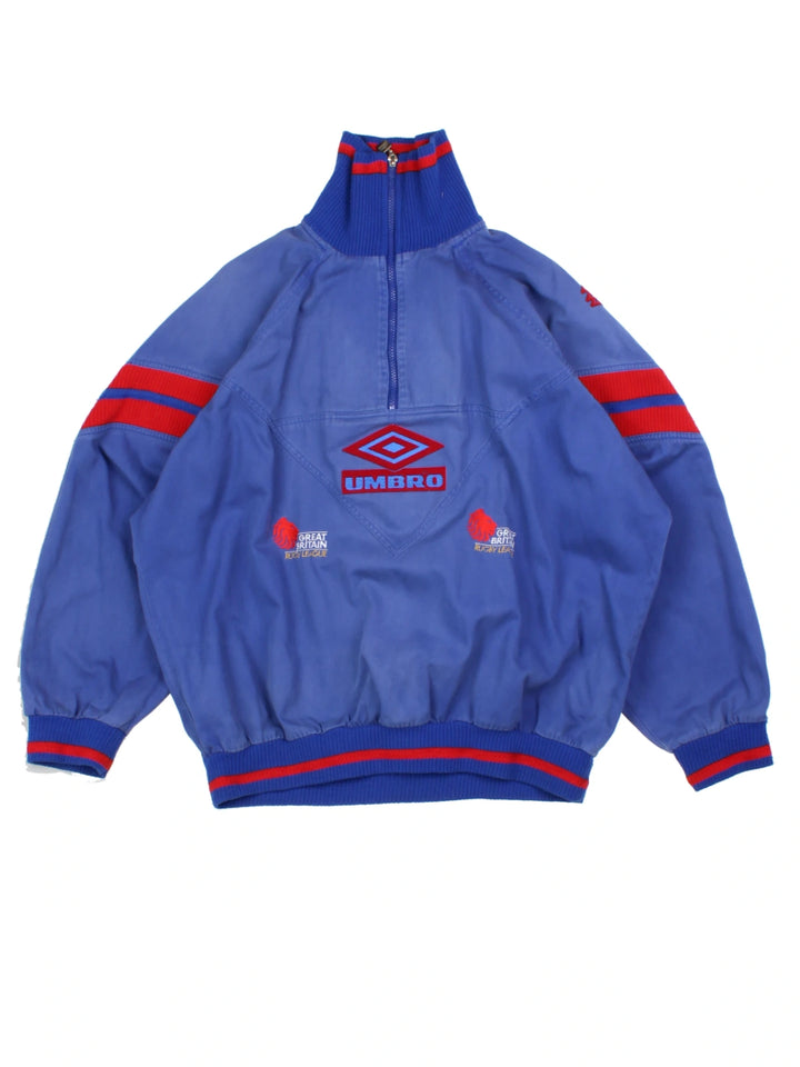 90s Umbro Rugby League Blue Drill Top (Size XXL)