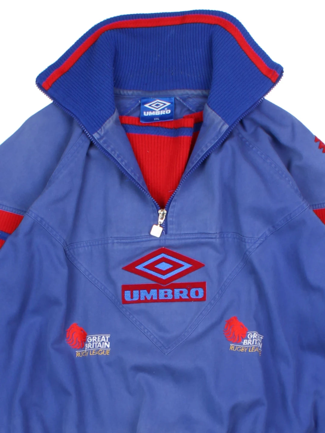 90s Umbro Rugby League Blue Drill Top (Size XXL)