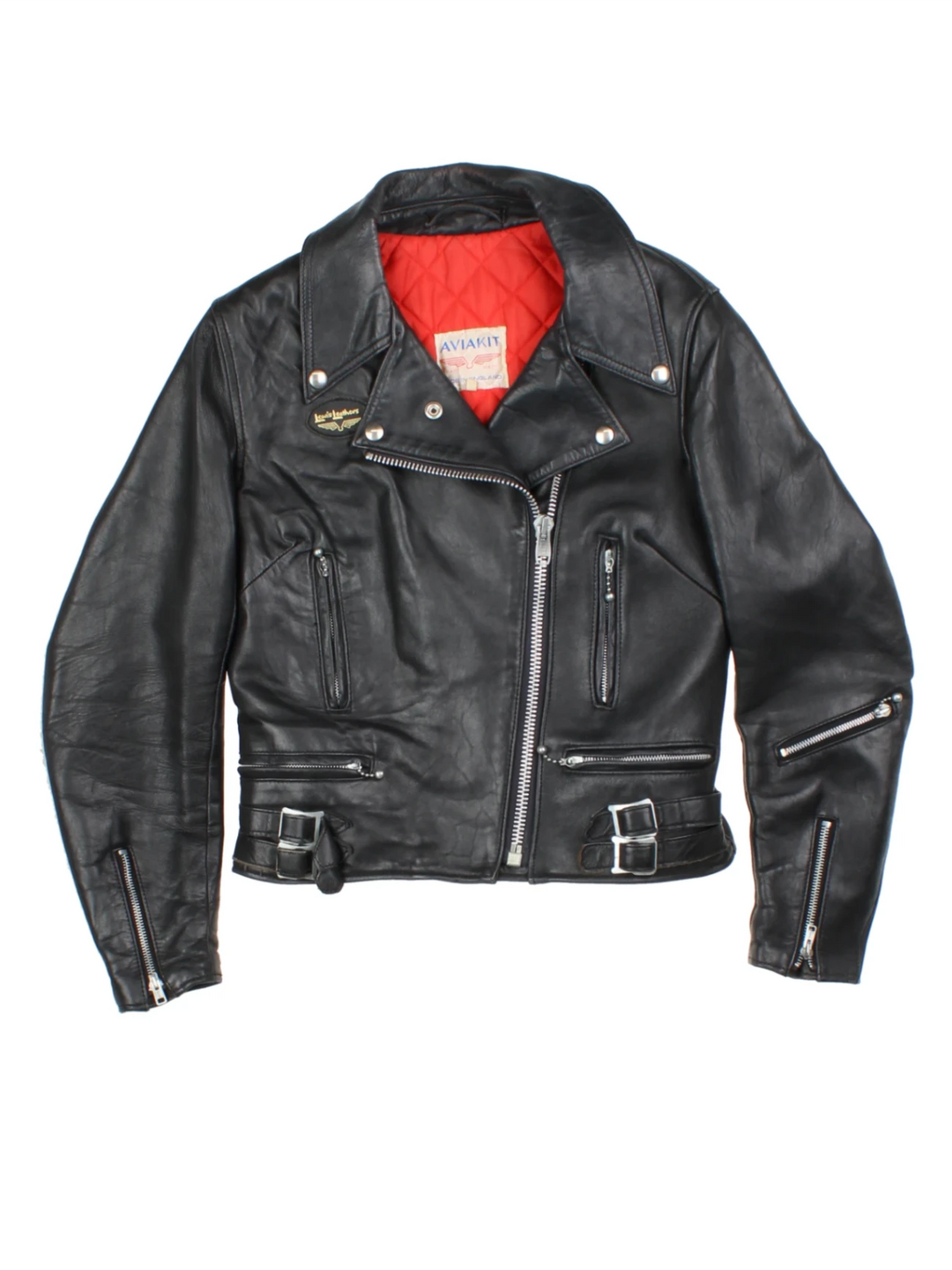 Aviakit Lewis Leathers Black Leather Biker Jacket (Size S)