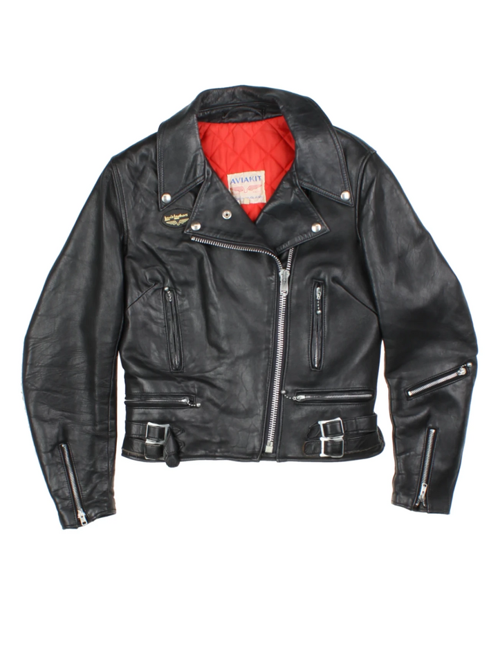 Aviakit Lewis Leathers Black Leather Biker Jacket (Size S)