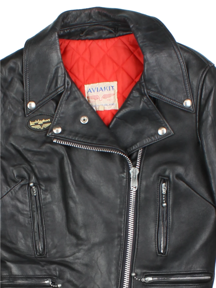 Aviakit Lewis Leathers Black Leather Biker Jacket (Size S)
