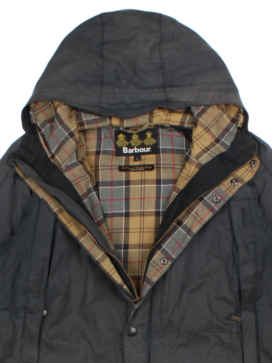 Barbour Durham Blue Hooded Jacket (Size L)