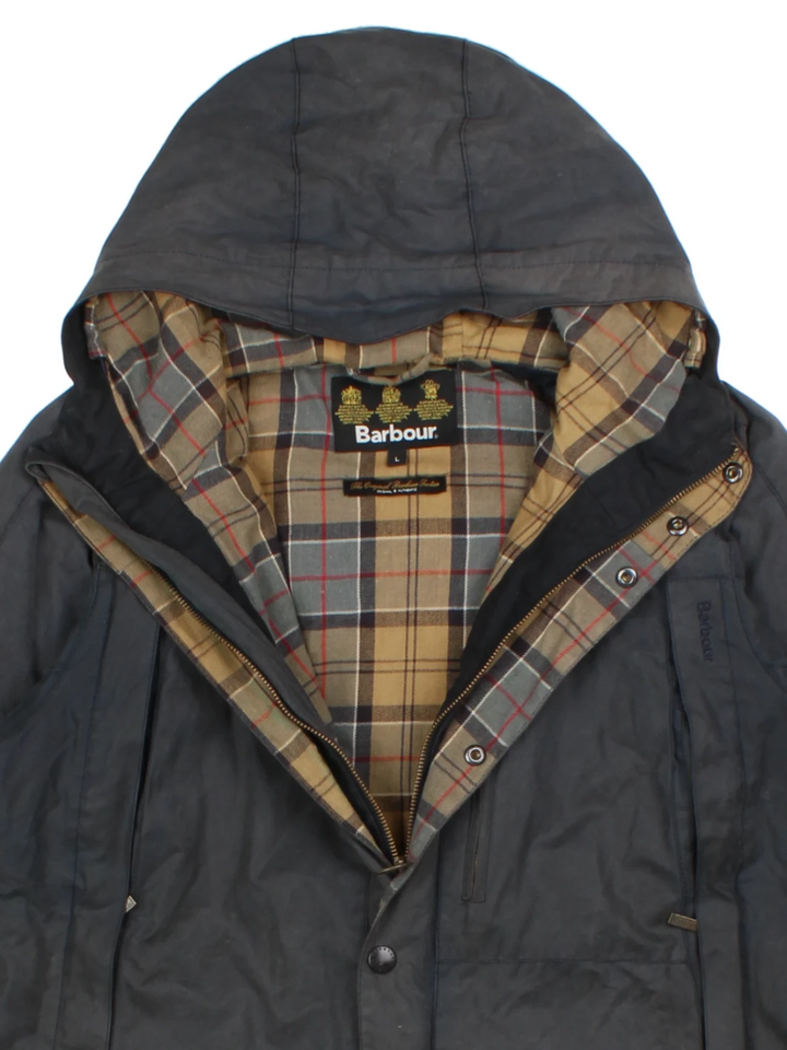 Barbour Durham Blue Hooded Jacket (Size L)