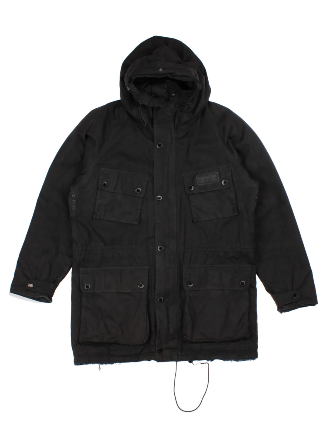 Barbour International Black Parka Jacket (Size L)