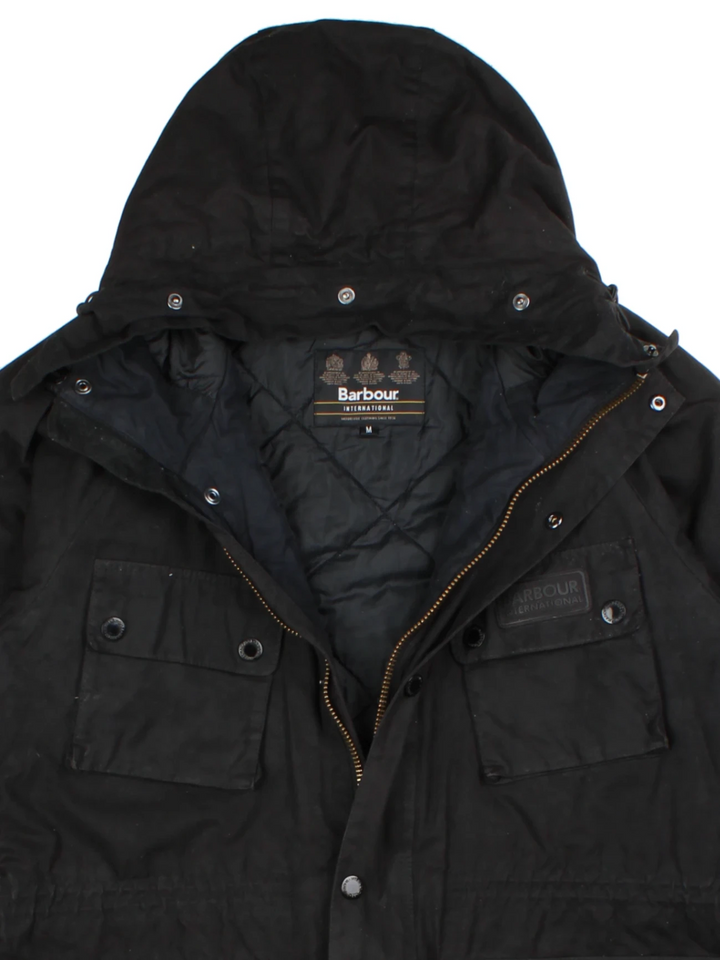 Barbour International Black Parka Jacket (Size L)