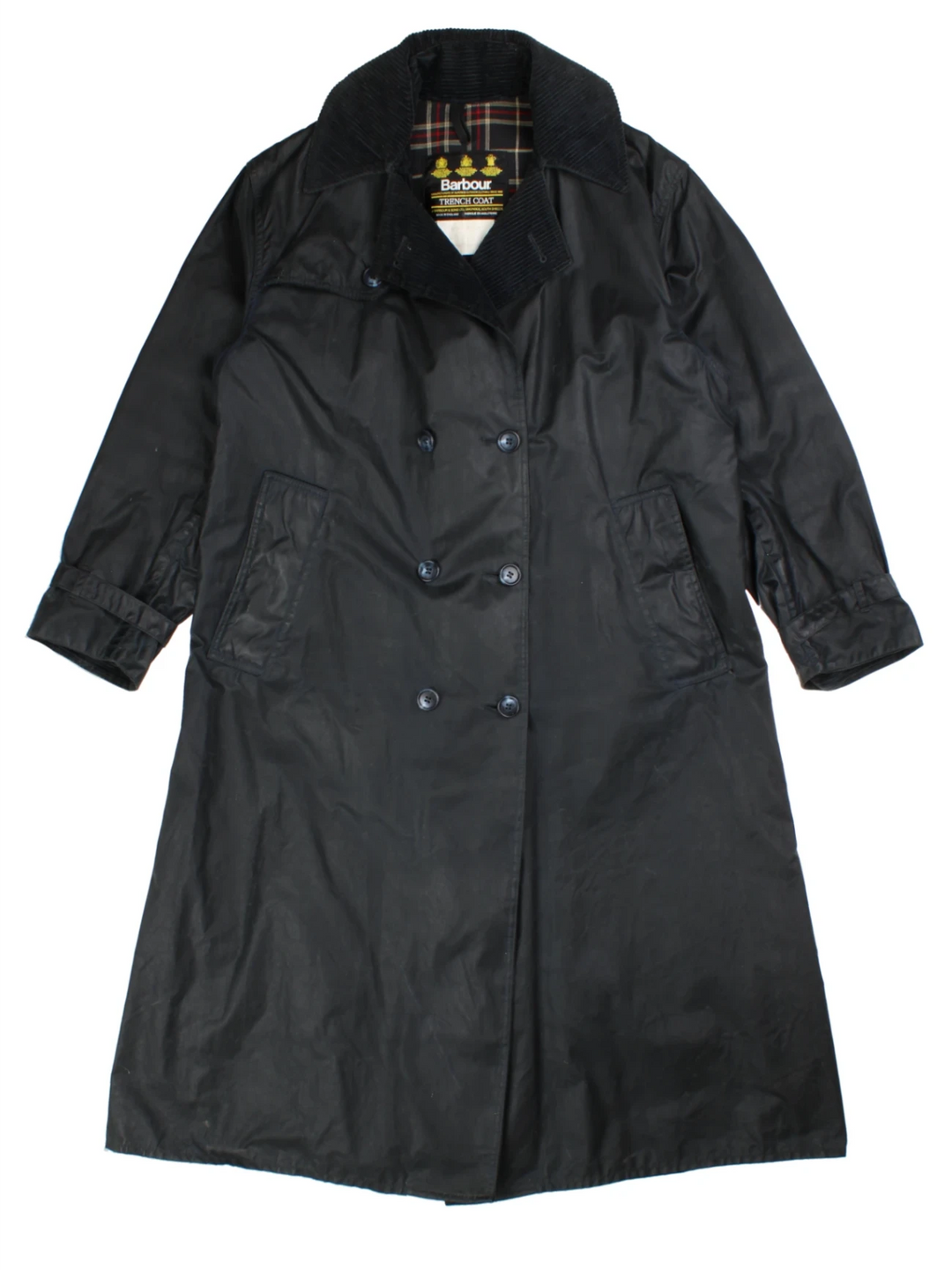 Barbour Navy Double-Breasted Trench Coat (Size L)