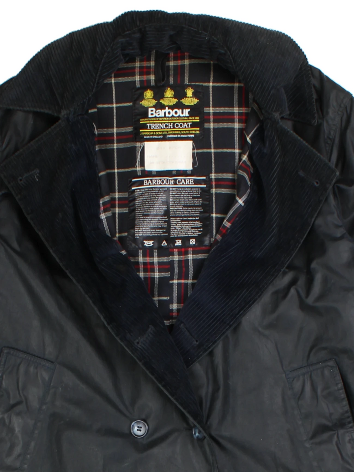 Barbour Navy Double-Breasted Trench Coat (Size L)