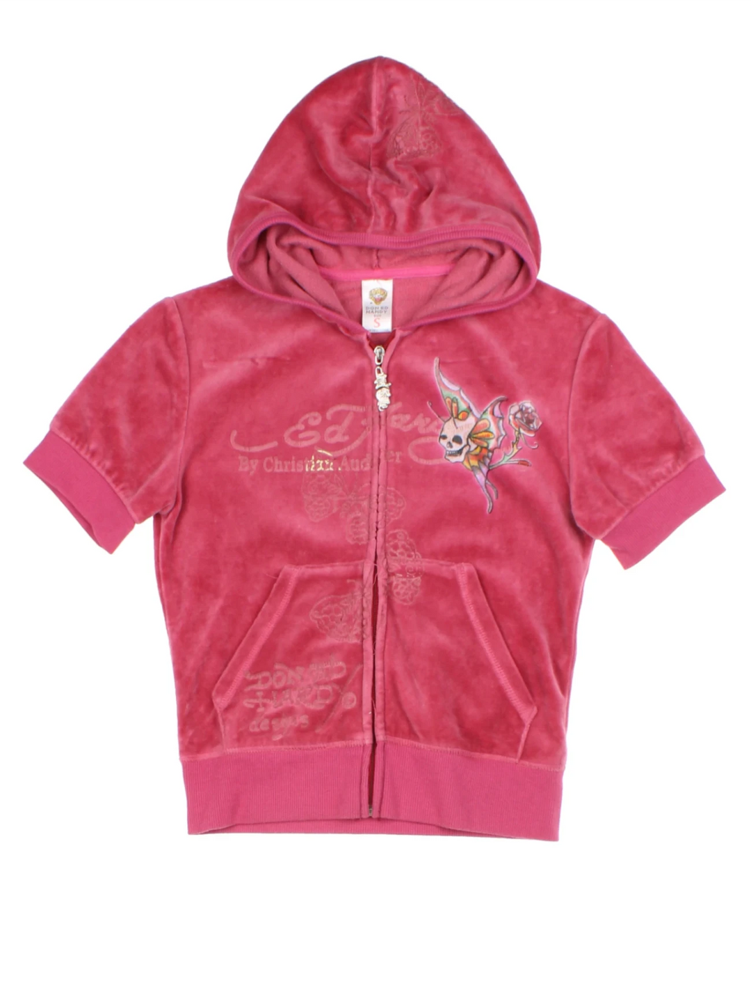 Y2K Ed Hardy Pink Graphic Velour Co-Ord (Size S)