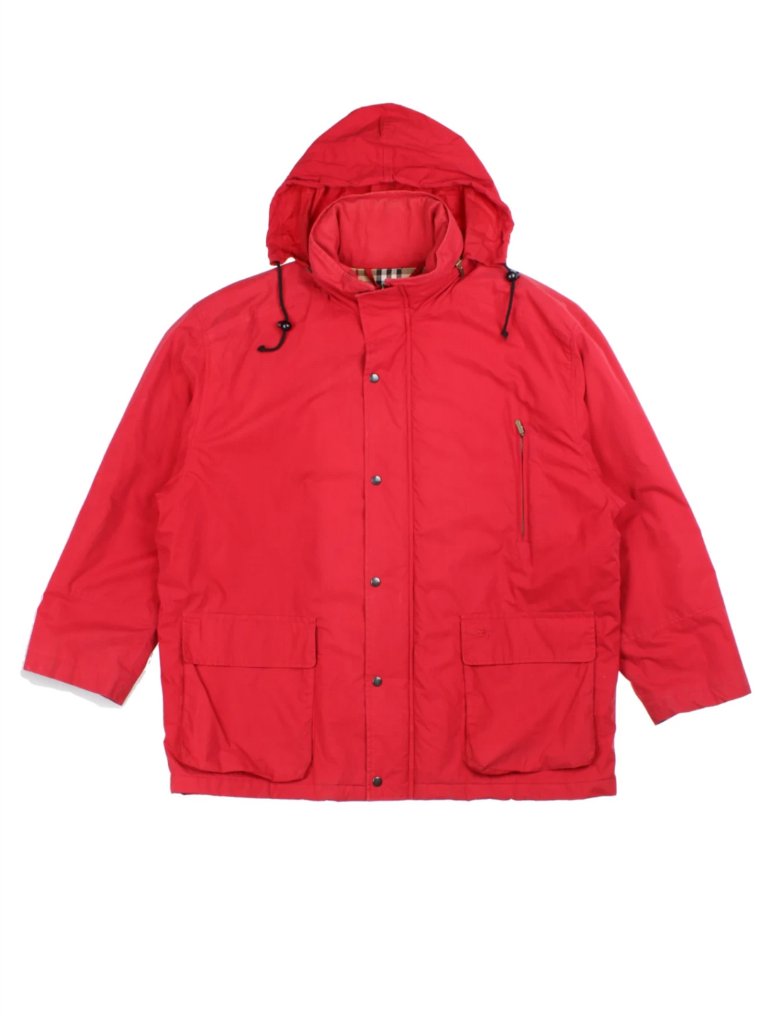 90's Burberry Red Hooded Jacket (Size XXXL)