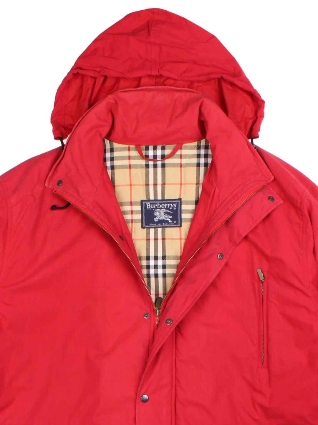 90's Burberry Red Hooded Jacket (Size XXXL)