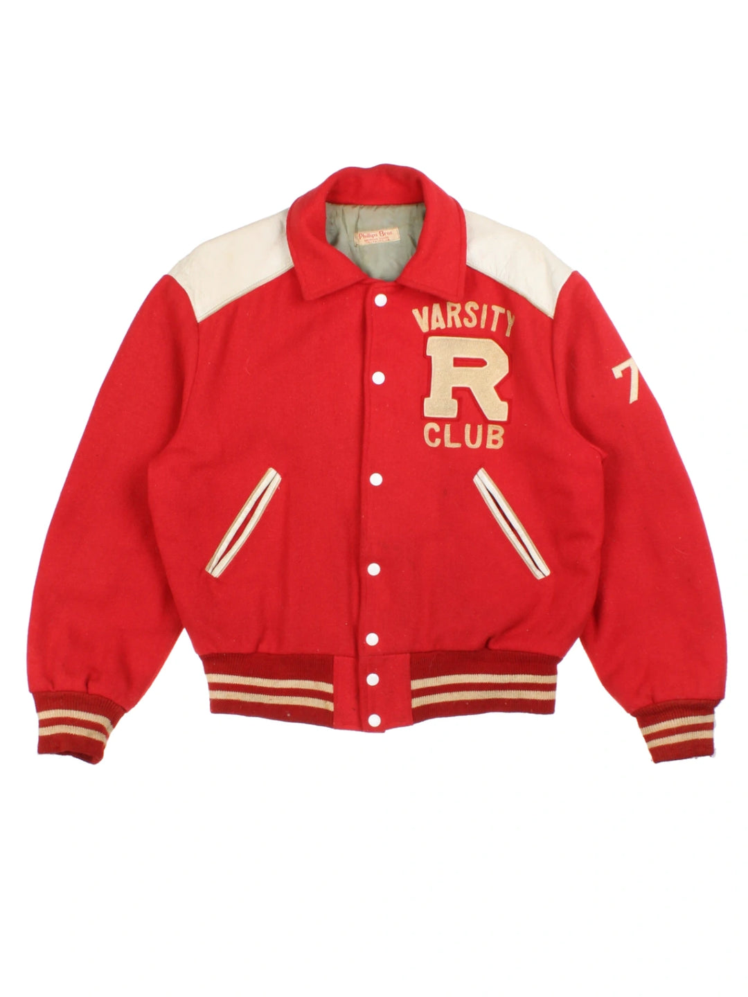 60's Embroidered Red Varsity Jacket (Size L)
