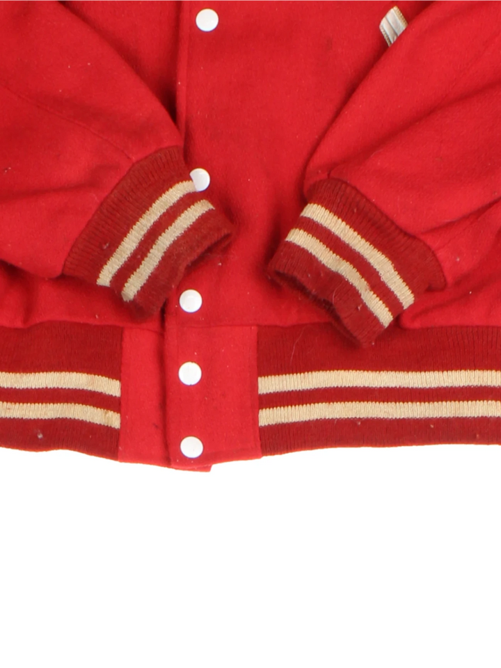 60's Embroidered Red Varsity Jacket (Size L)