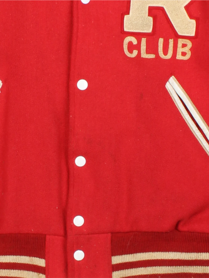 60's Embroidered Red Varsity Jacket (Size L)