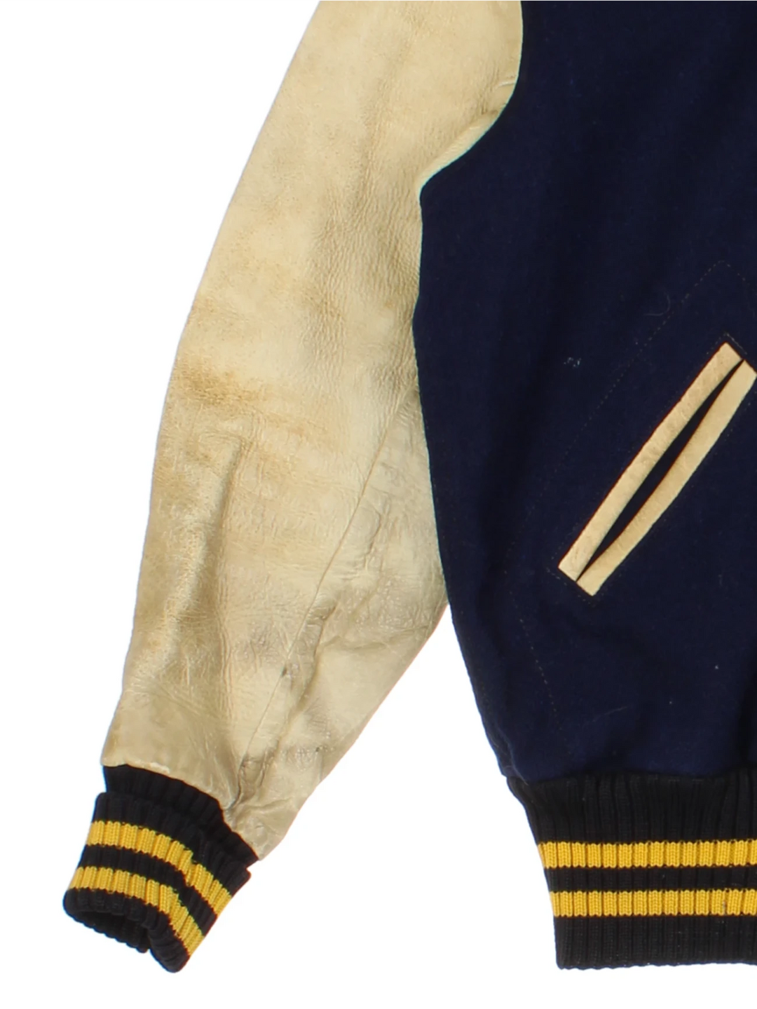 70's UCLA Blue Wool/Leather Varsity Jacket (Size S)