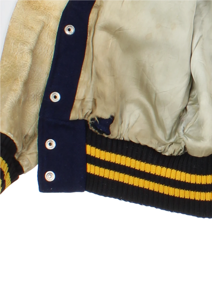 70's UCLA Blue Wool/Leather Varsity Jacket (Size S)