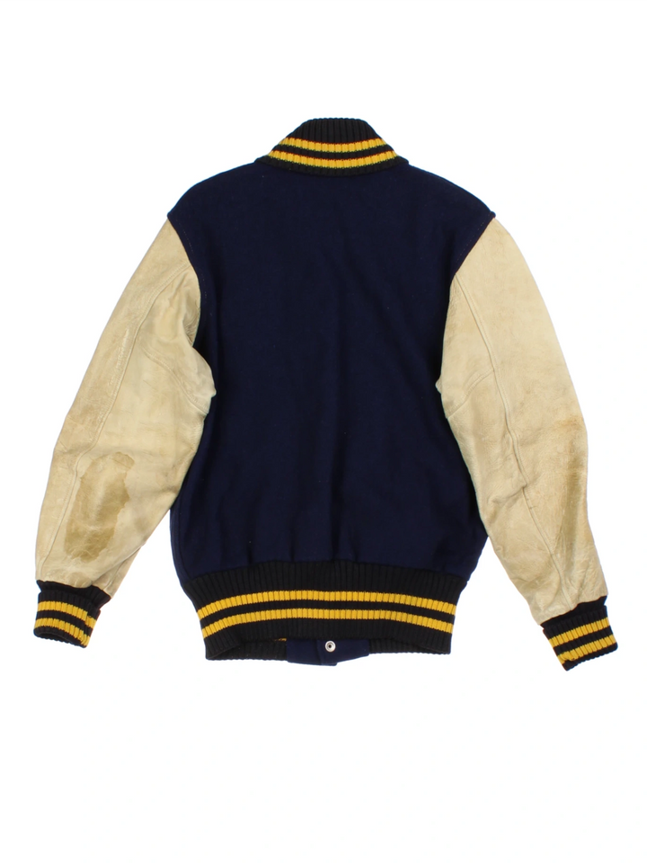 70's UCLA Blue Wool/Leather Varsity Jacket (Size S)