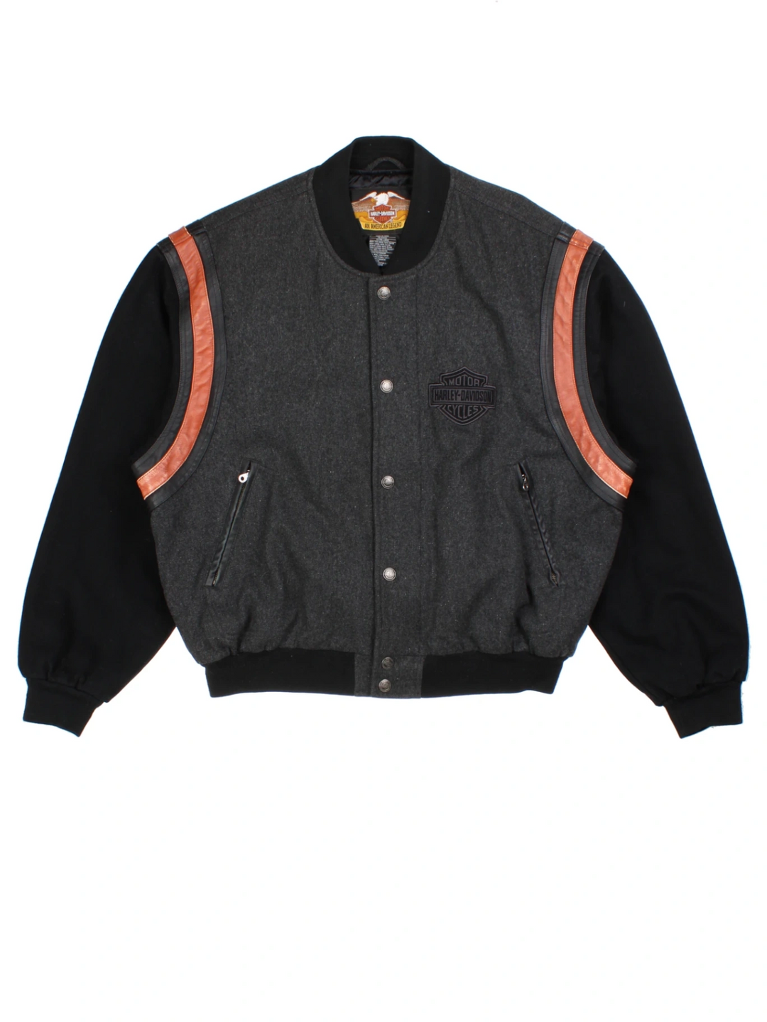 90's Harley-Davidson Black Embroidered Varsity Jacket (Size XL)