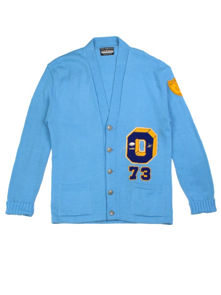 70's Varsity Blue Letterman Cardigan (Size M)