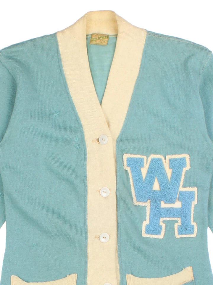 70's Letterman Blue Varsity Cardigan (Size XS)