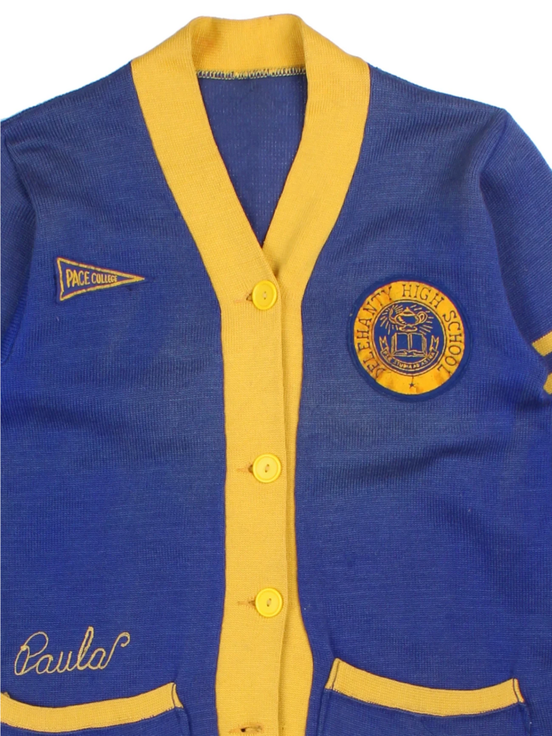 70's Delehanty High School Blue Varsity Cardigan (Size XS)