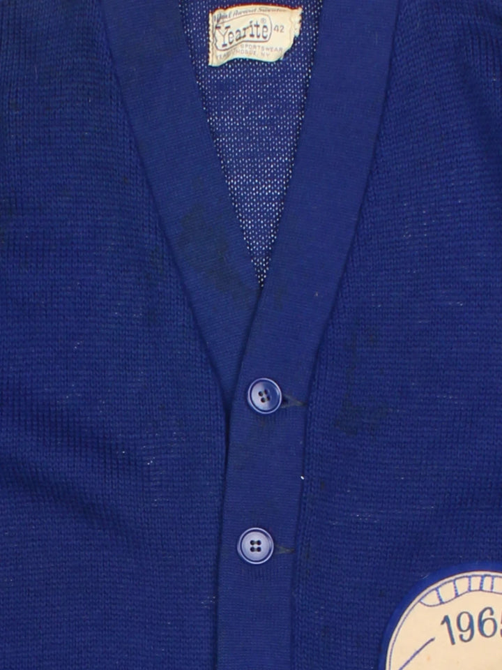 60's Letterman Blue Varsity Baseball Cardigan (Size S)