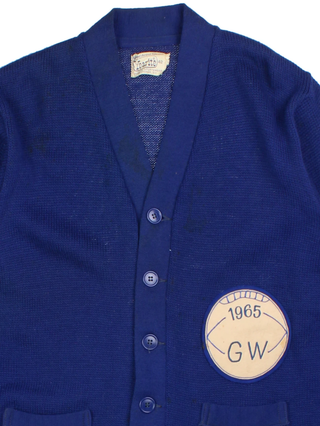 60's Letterman Blue Varsity Baseball Cardigan (Size S)