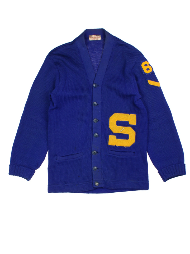 60's Varsity Blue Letterman Cardigan (Size S)