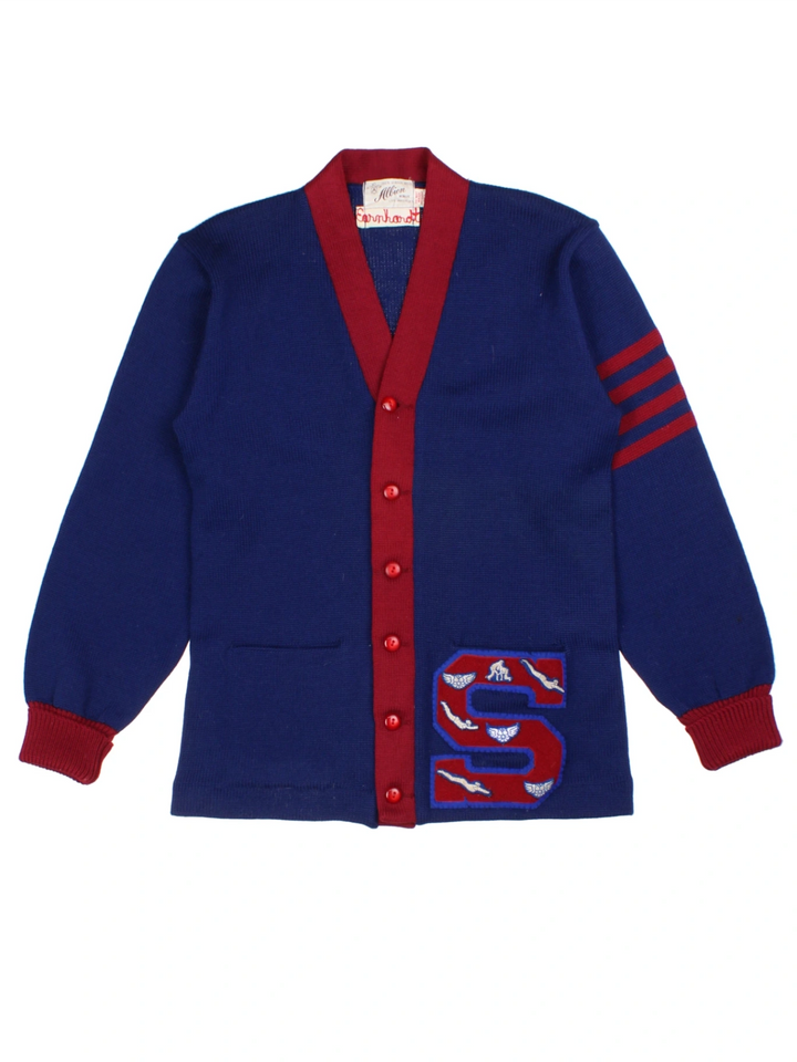 70's Letterman Blue Varsity Cardigan (Size S)