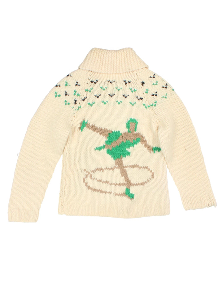 60's Ice Skating Pattern Cowichan Cardigan (Size XXS)