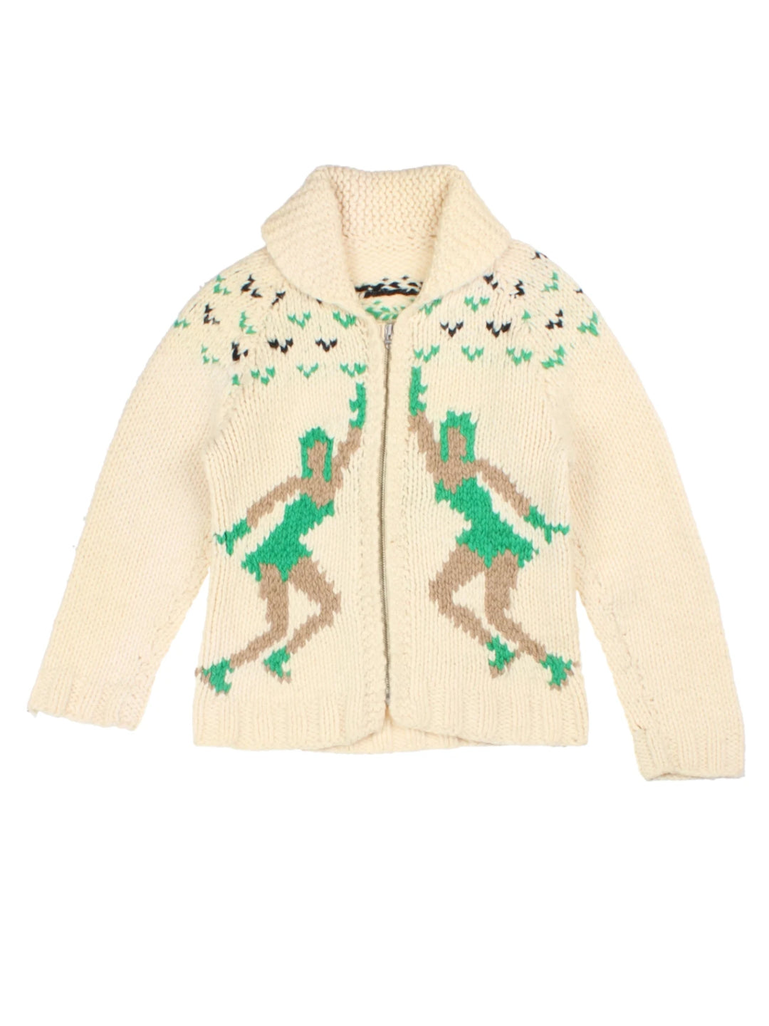 60's Ice Skating Pattern Cowichan Cardigan (Size XXS)