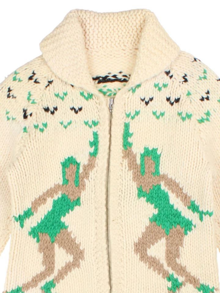 60's Ice Skating Pattern Cowichan Cardigan (Size XXS)