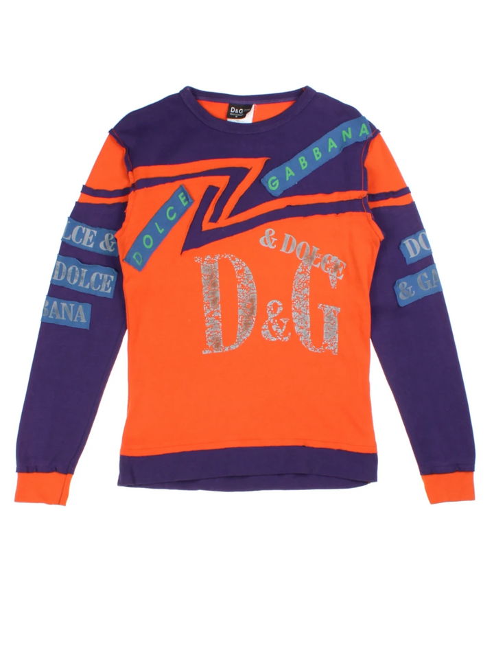Dolce & Gabbana Orange Graphic Long Sleeve T-Shirt (Size M)