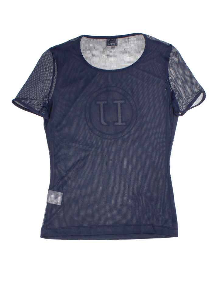 Y2K Navy Mesh Baby Tee (Size S)