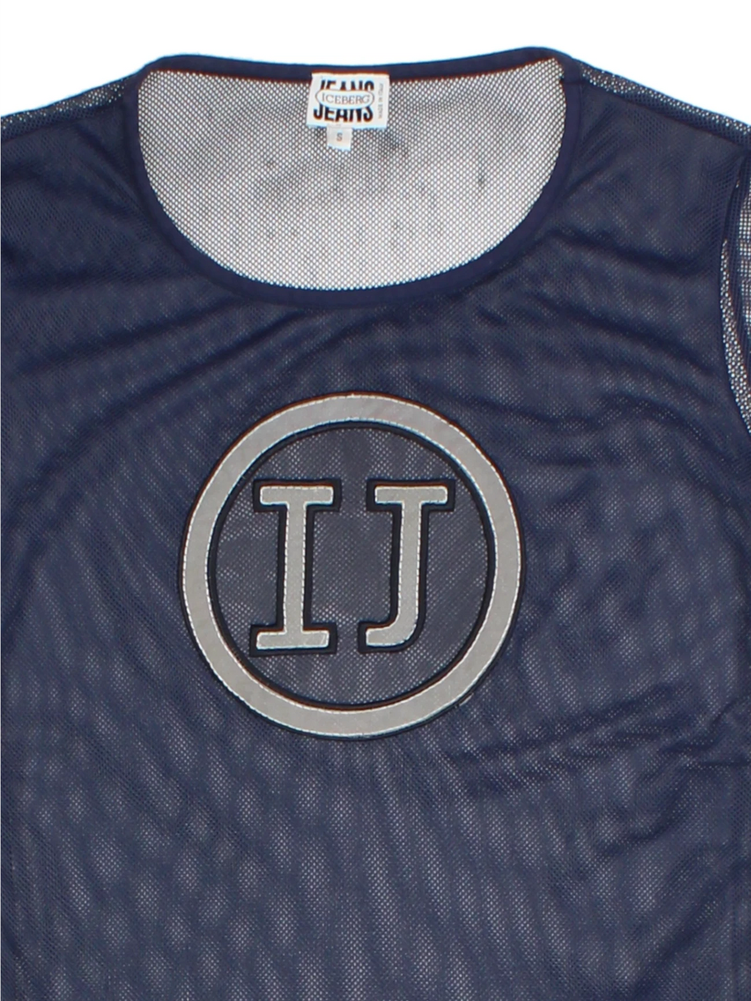 Y2K Navy Mesh Baby Tee (Size S)