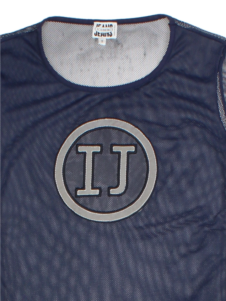 Y2K Navy Mesh Baby Tee (Size S)