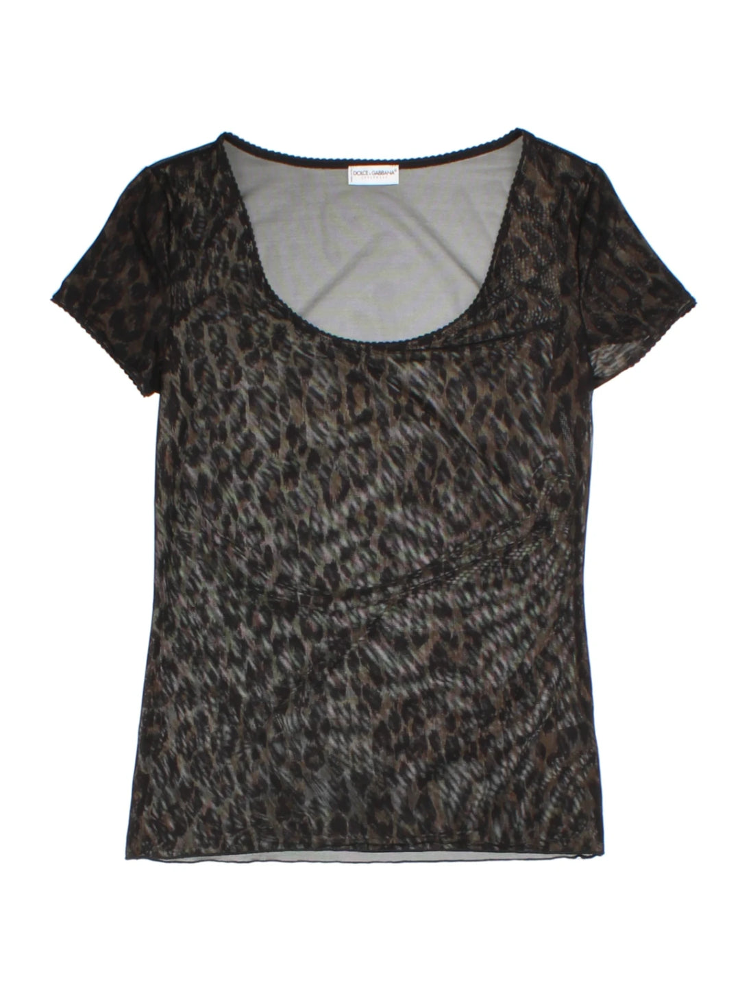 Y2K Dolce & Gabbana Black Leopard Print Mesh Top (Size S)