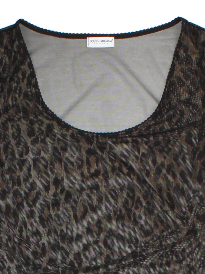 Y2K Dolce & Gabbana Black Leopard Print Mesh Top (Size S)
