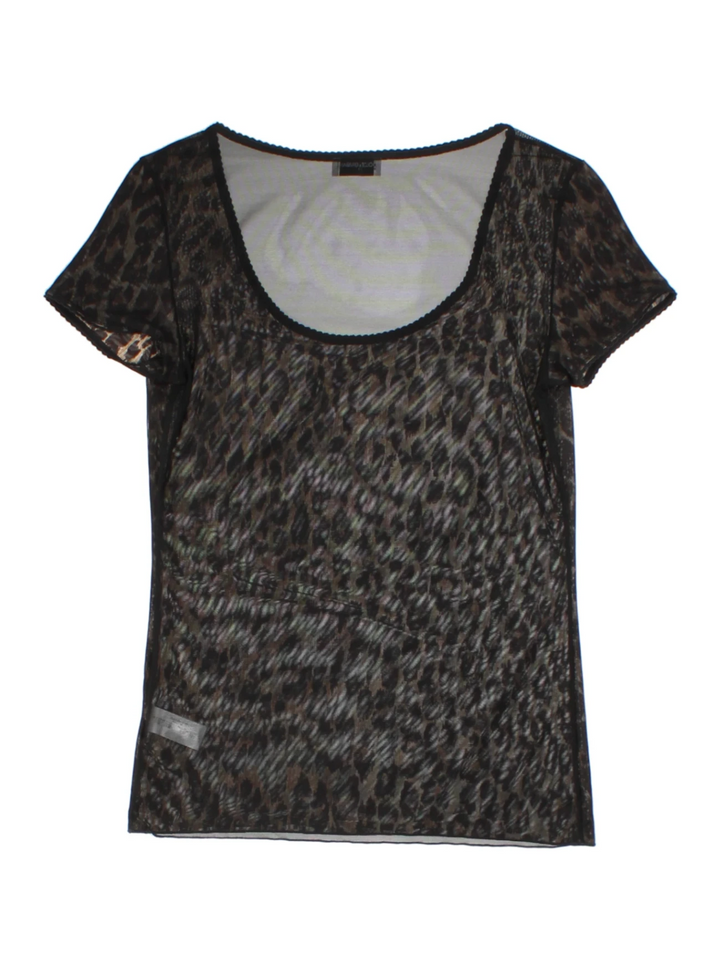Y2K Dolce & Gabbana Black Leopard Print Mesh Top (Size S)