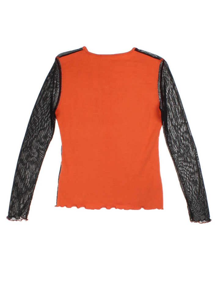Y2K Mesh Layered Orange Top (Size M)