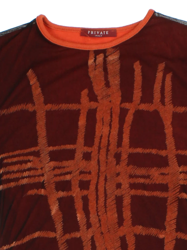 Y2K Mesh Layered Orange Top (Size M)