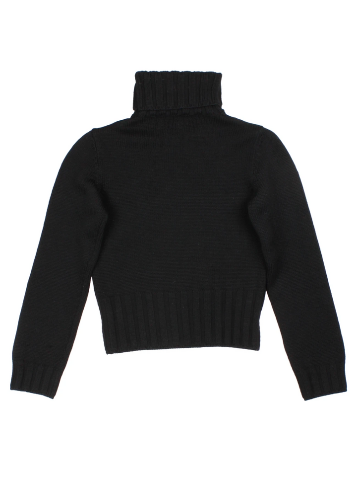 Y2K Dolce & Gabbana Black Ribbed Turtleneck Jumper (Size S)