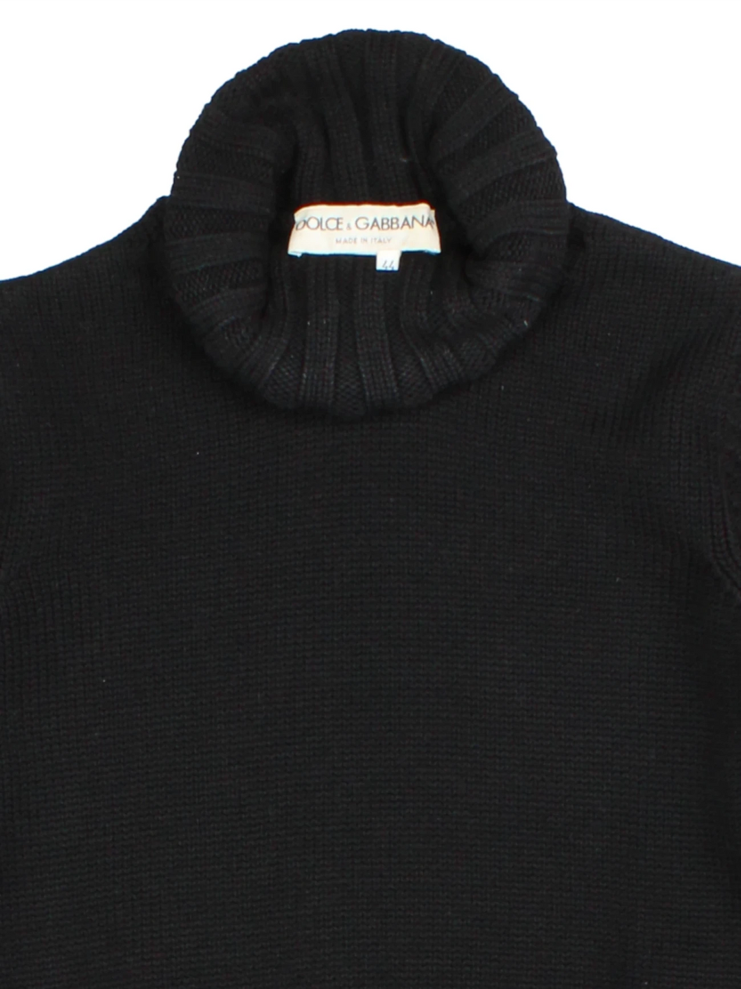 Y2K Dolce & Gabbana Black Ribbed Turtleneck Jumper (Size S)