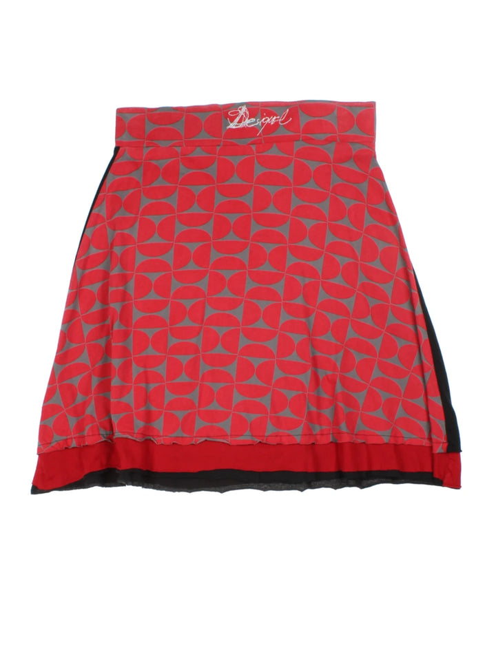 Y2K Black Graphic Print Mini Skirt (Size L)