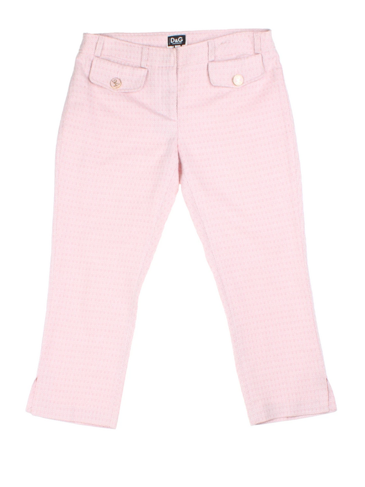 Dolce & Gabbana Pink Tweed Capri Trousers (Size M)