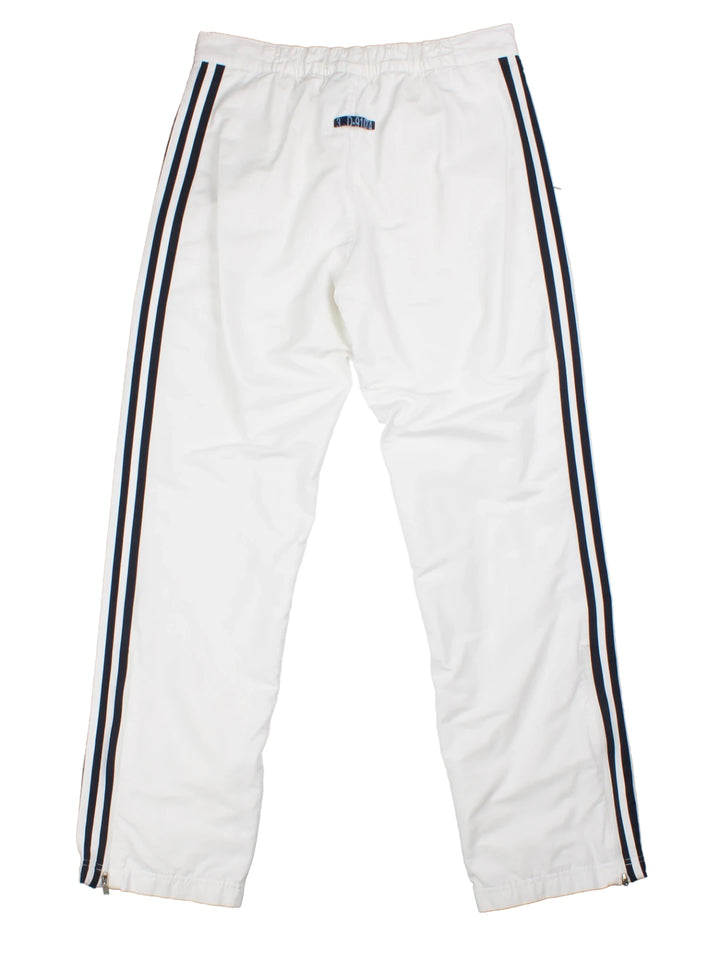 00's Adidas White Stripe Logo Tracksuit Bottoms (Size S)