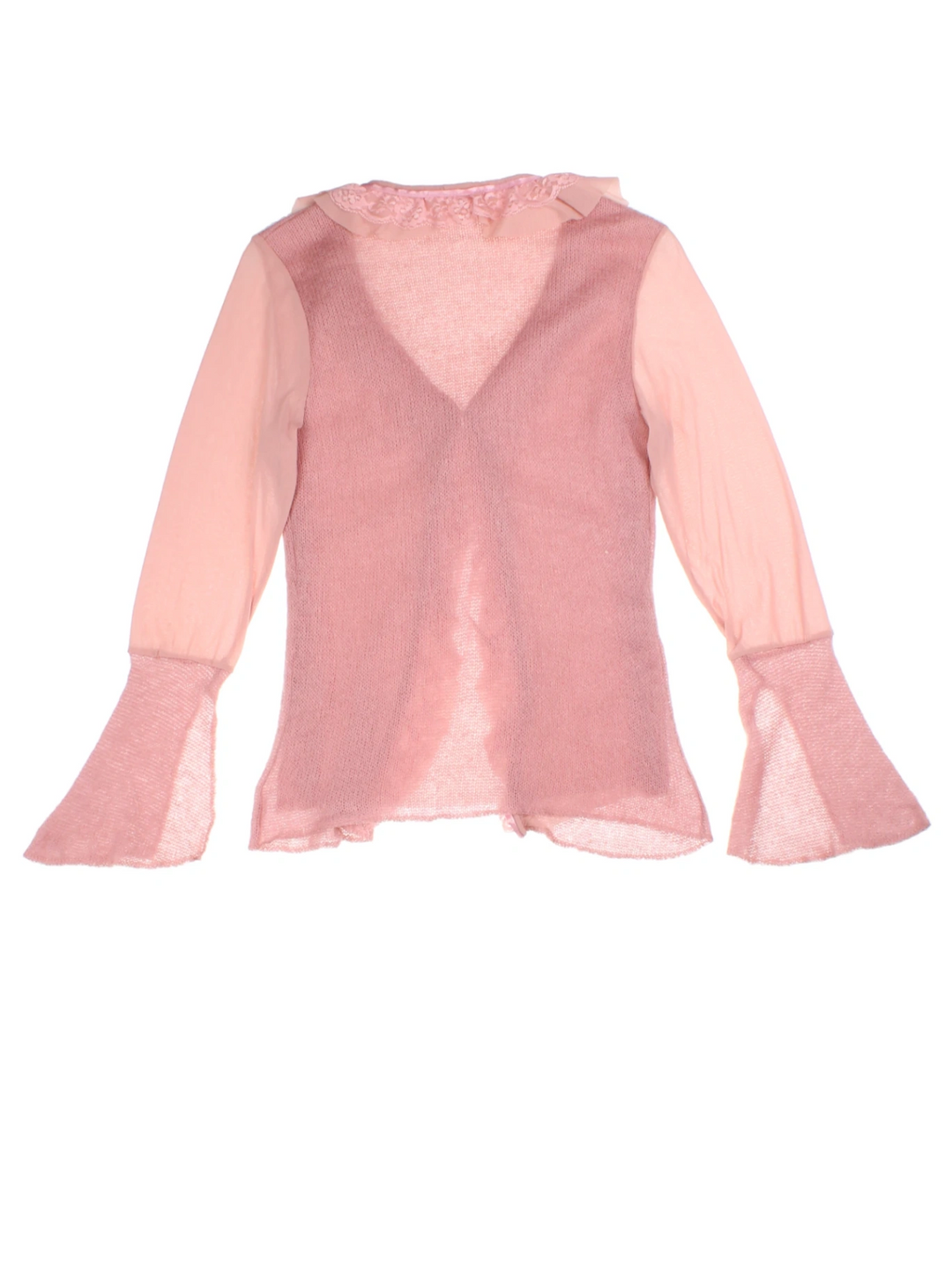 Y2K Pink Mesh Tie-Front Cardigan (Size XXS)