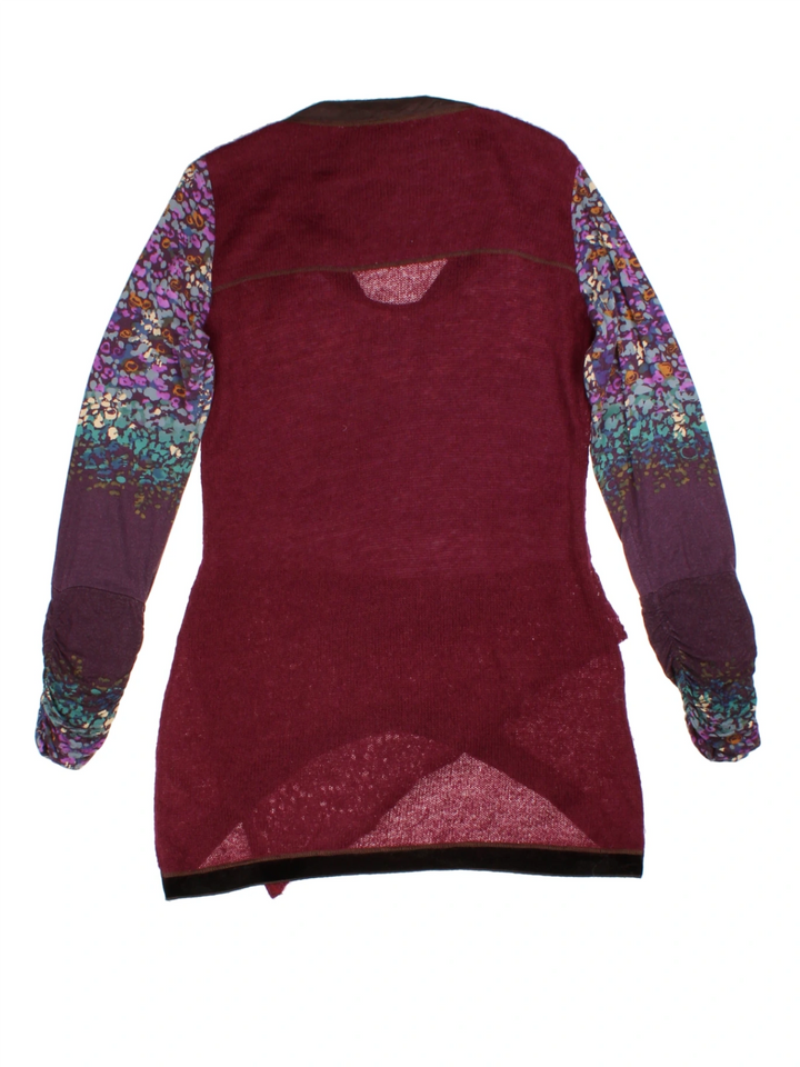 Y2K Purple Patchwork V-Neck Top (Size M)