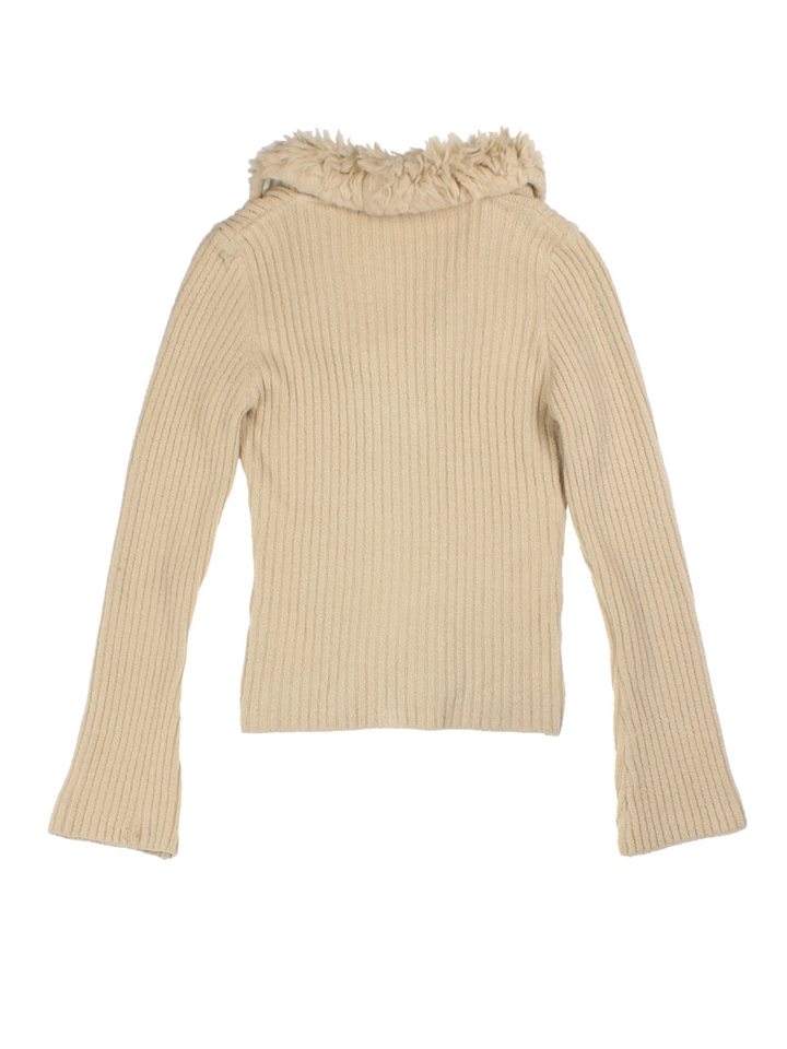Y2K Morgan Zip-Up Faux Fur Cardigan (Size XS)