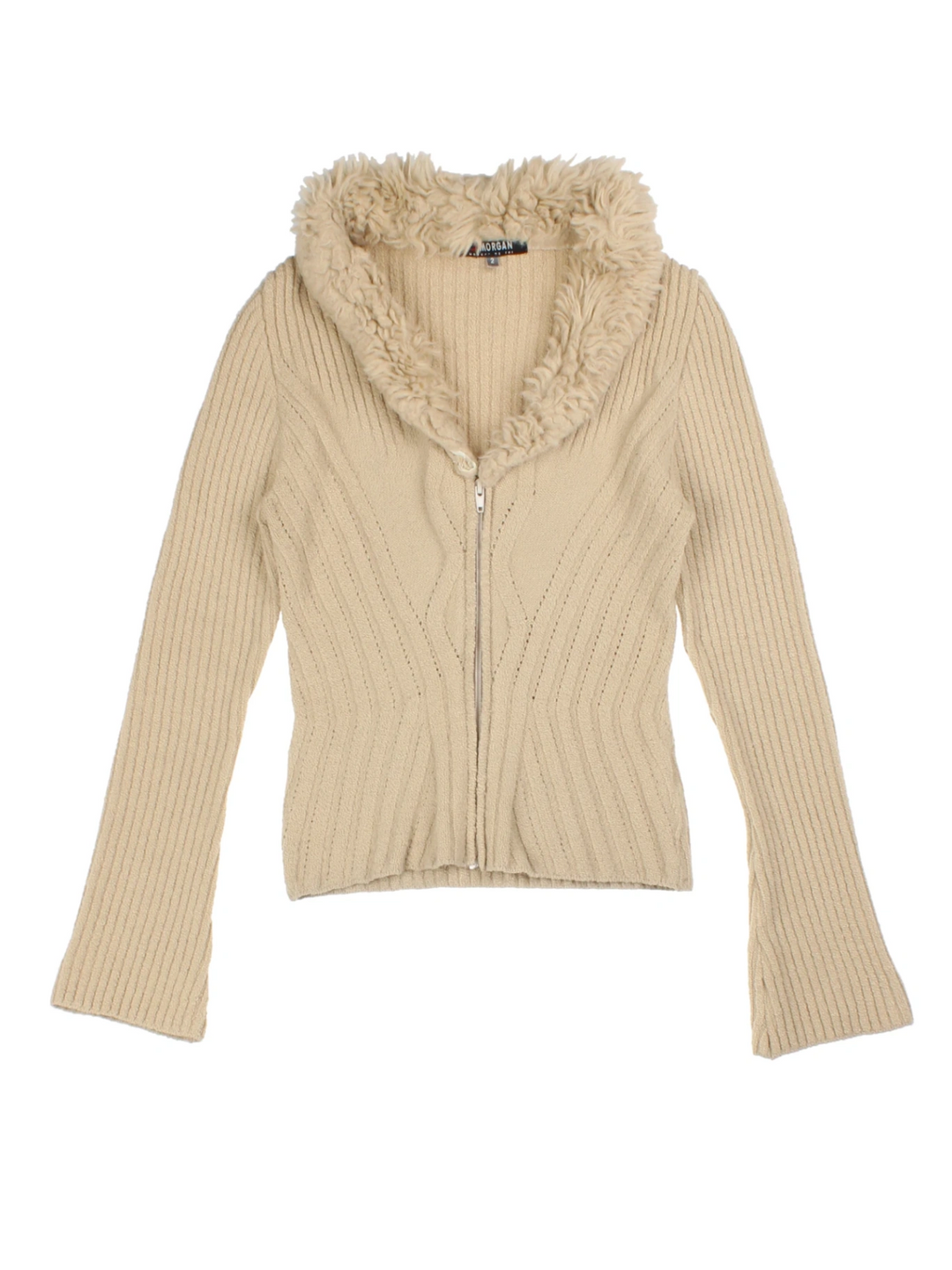 Y2K Morgan Zip-Up Faux Fur Cardigan (Size XS)