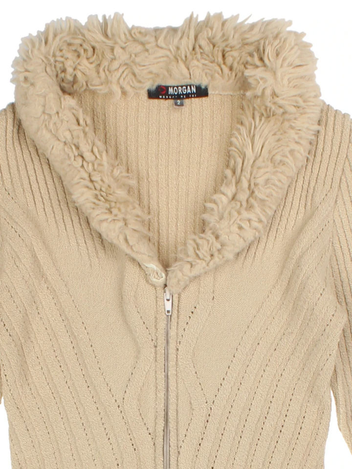 Y2K Morgan Zip-Up Faux Fur Cardigan (Size XS)
